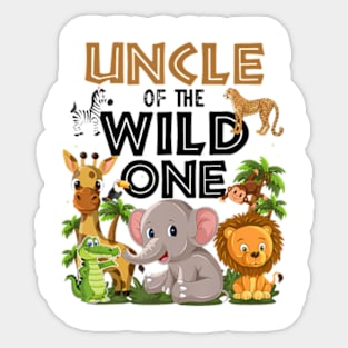 Uncle Of The Wild One Birthday 1st Safari Jungle Family Sticker